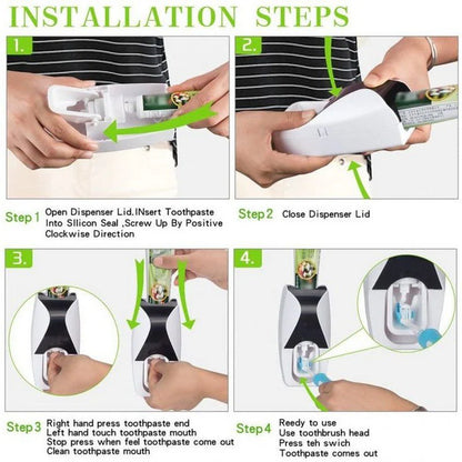 Automatic Toothpaste Dispenser with Toothbrush Holder